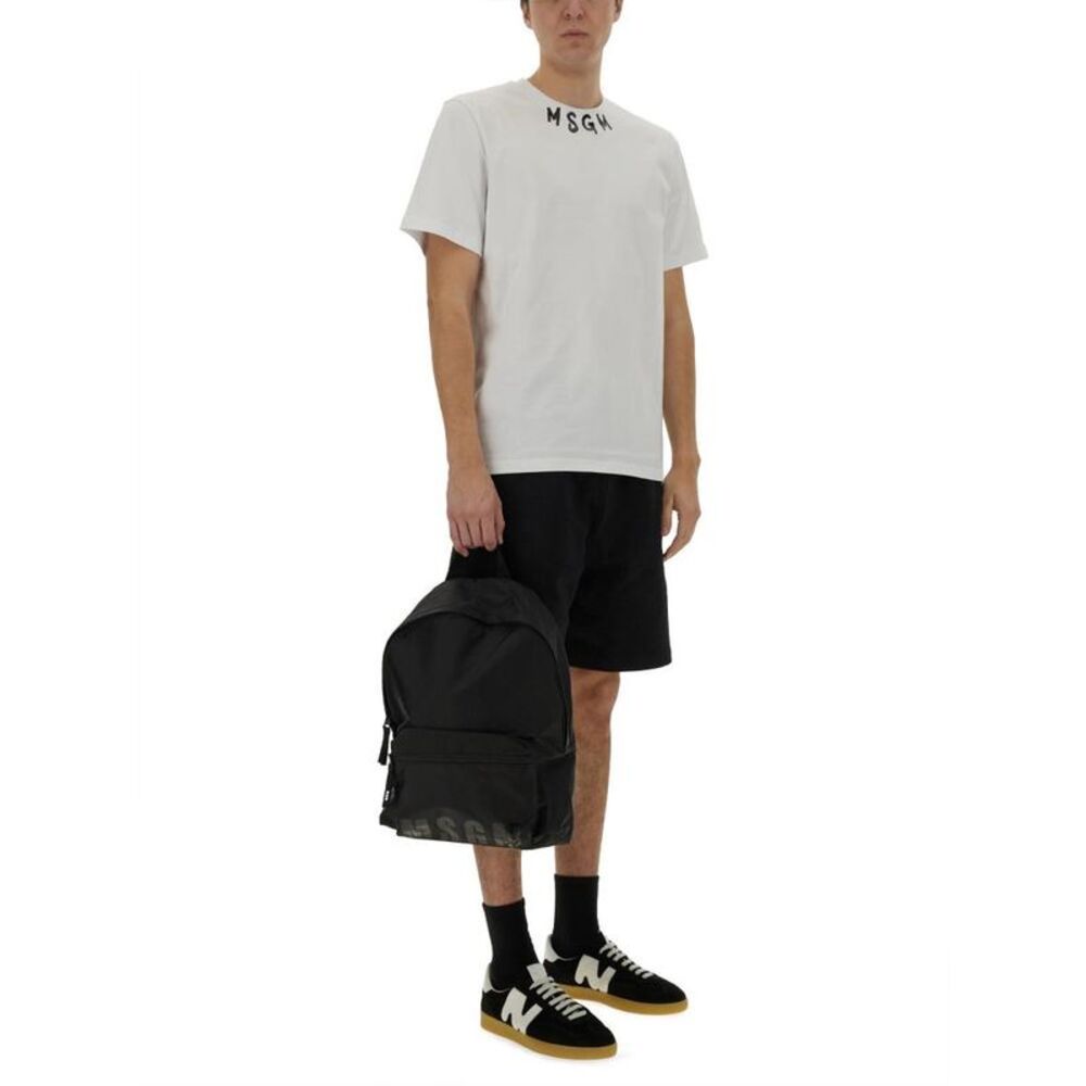 MSGM Men's Printed Cotton T-Shirt Men BLACK Pants
